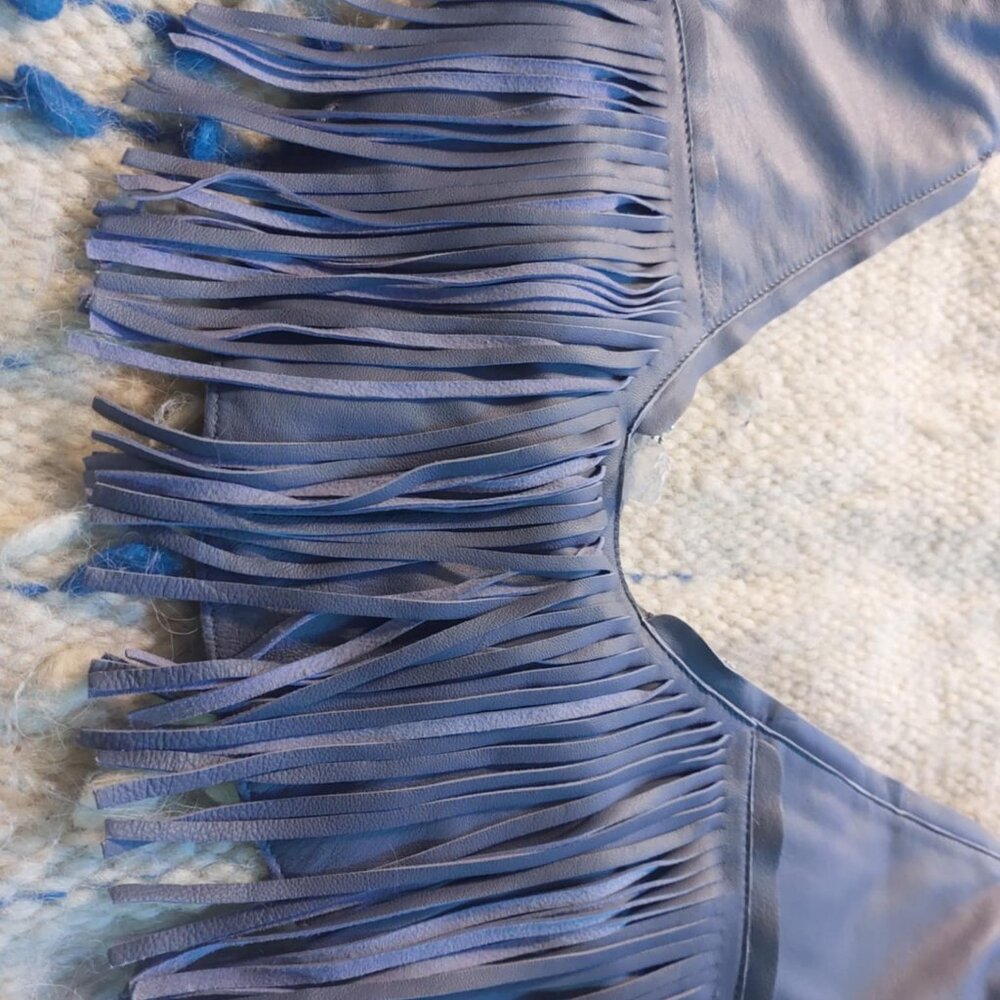 New never used fringed leather Moonstone "Sash" crossbody bag